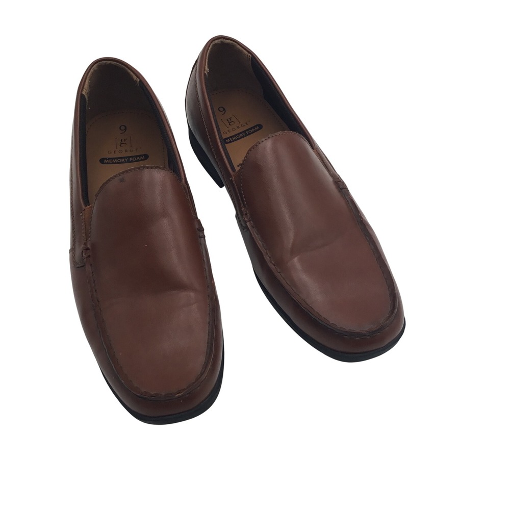 George Mens Brown Memory Foam Loafers Slip‎ On Dress Shoes MNGE28AM011 Size 9